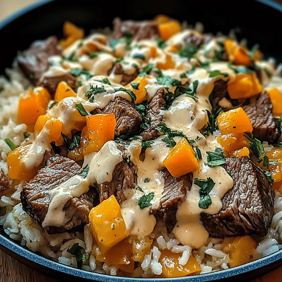 Cheesy Steak and Rice Skillet