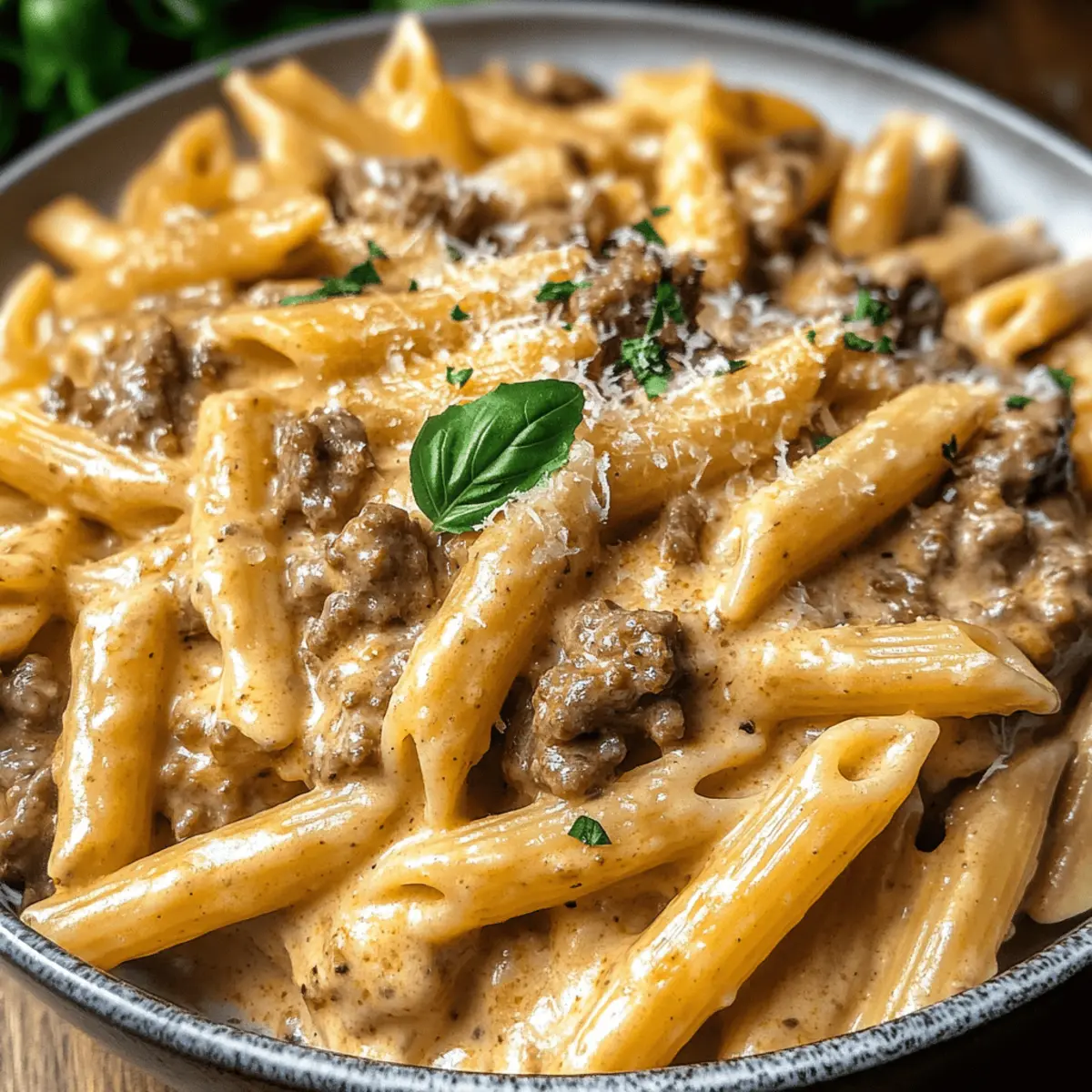 High Protein Creamy Beef Pasta
