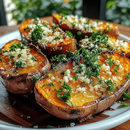 Garlic Parmesan Sweet Potato Wedges