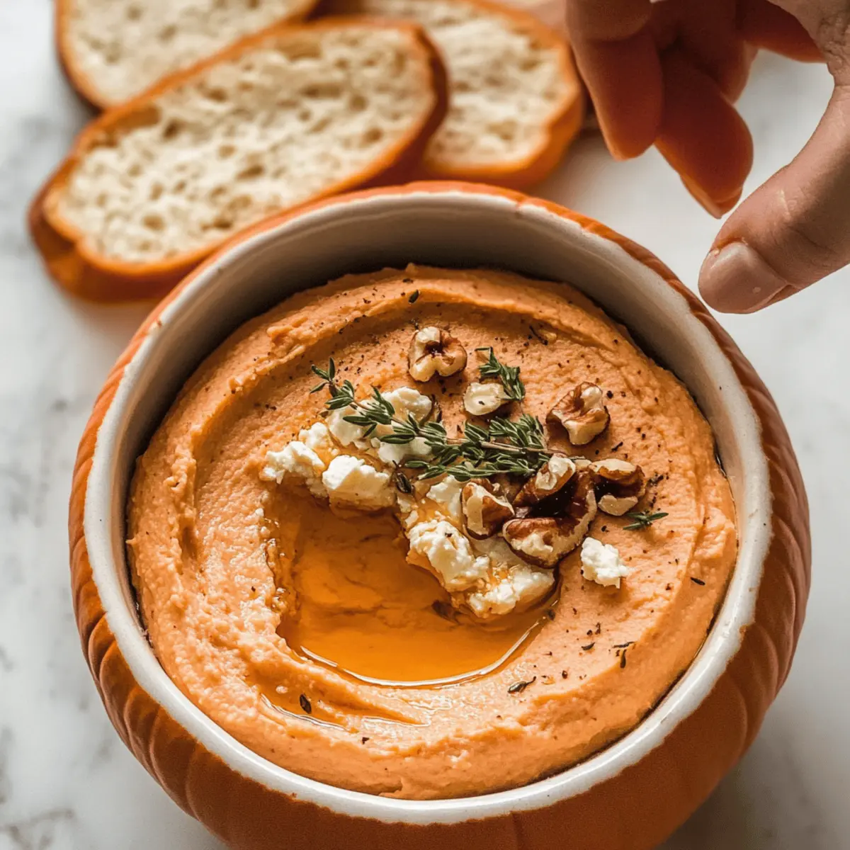 Whipped Pumpkin Feta Honey & Thyme Dip