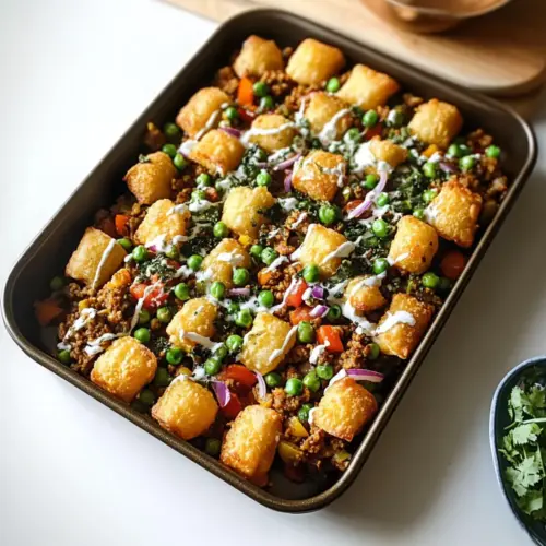 Samosa Chaatdish (Indian Tater Tot Hotdish)
