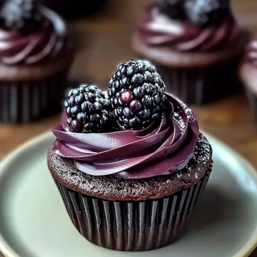 Dark Chocolate Blackberry Cupcakes
