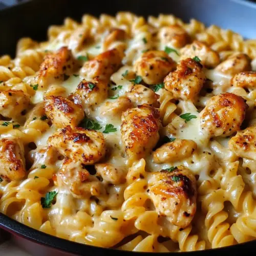 Cheesy Cajun Garlic Chicken Rotini Skillet