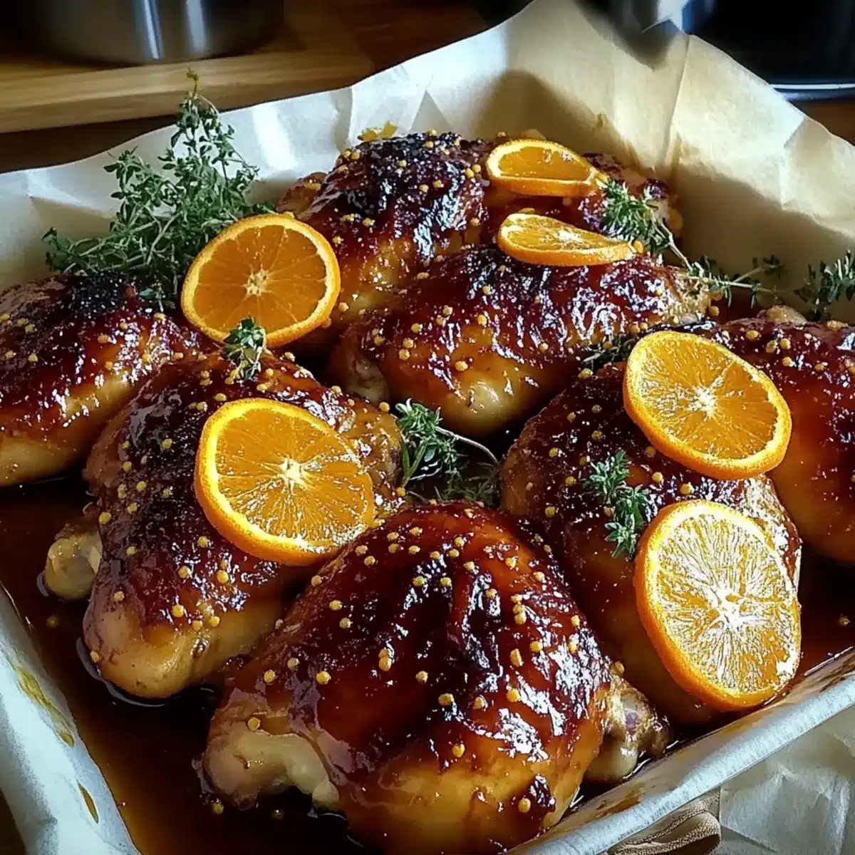 Maple Orange Glazed Chicken Quarters