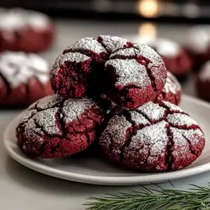 Fudgy Red Velvet Crinkle Cookies