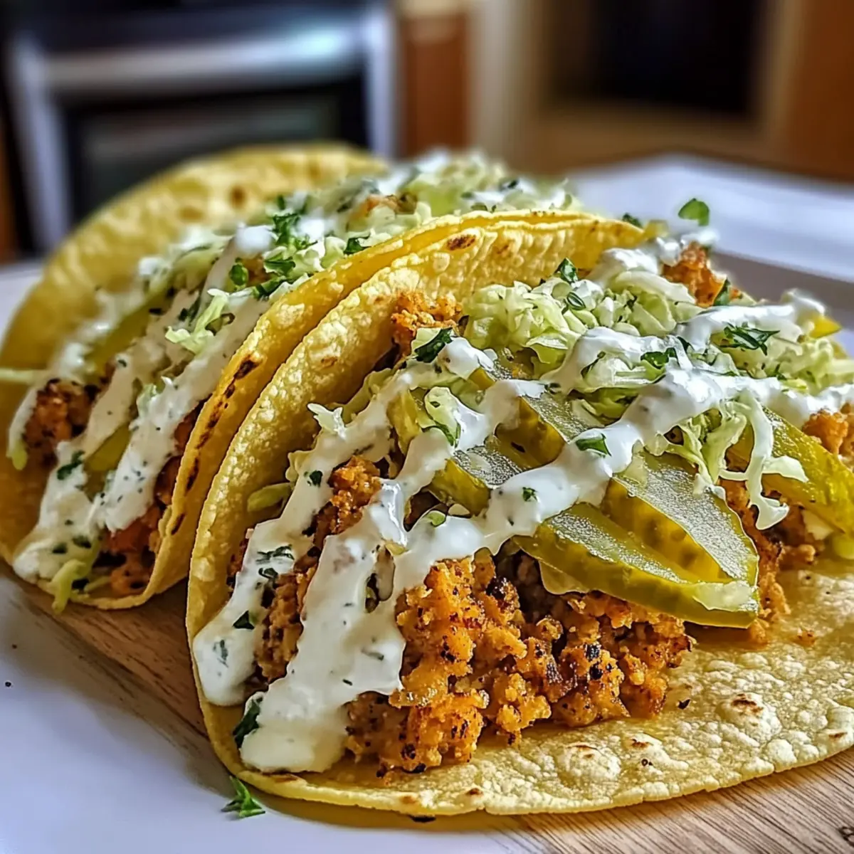 Dill Pickle Ranch Smash Chicken Tacos Recipe