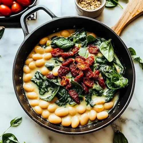 TUSCAN BUTTER BEANS WITH SPINACH AND SUN-DRIED TOMATO