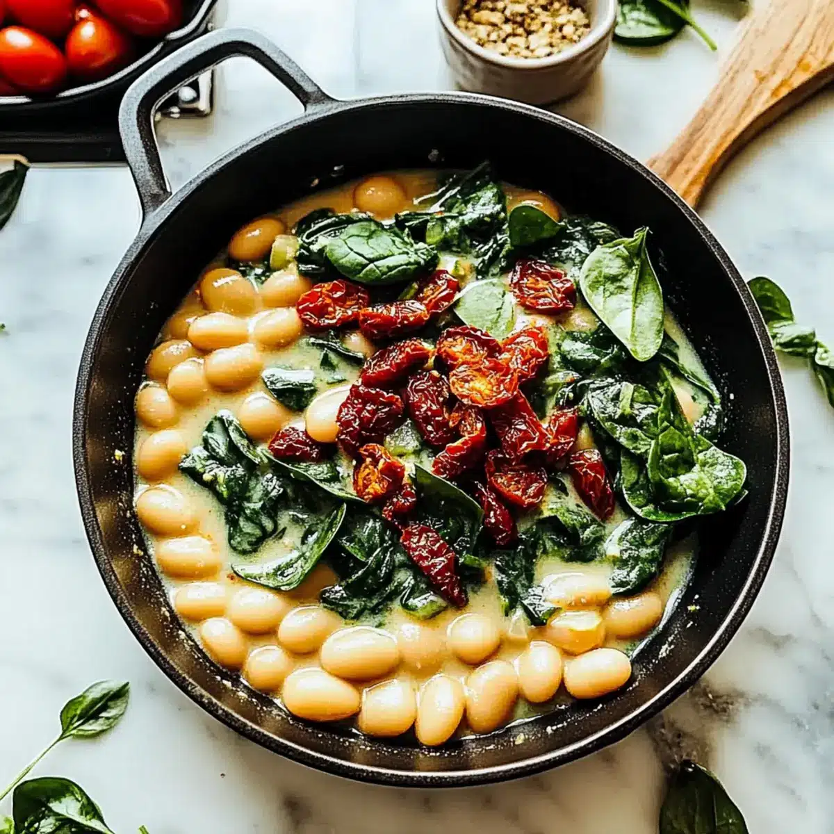 TUSCAN BUTTER BEANS WITH SPINACH AND SUN-DRIED TOMATO