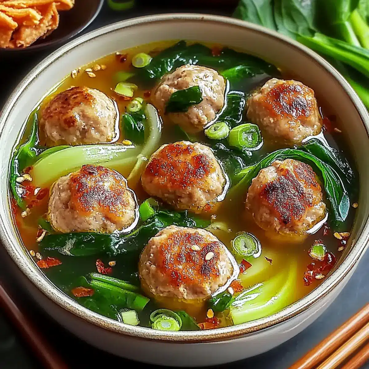 Ginger Chicken Meatball Soup