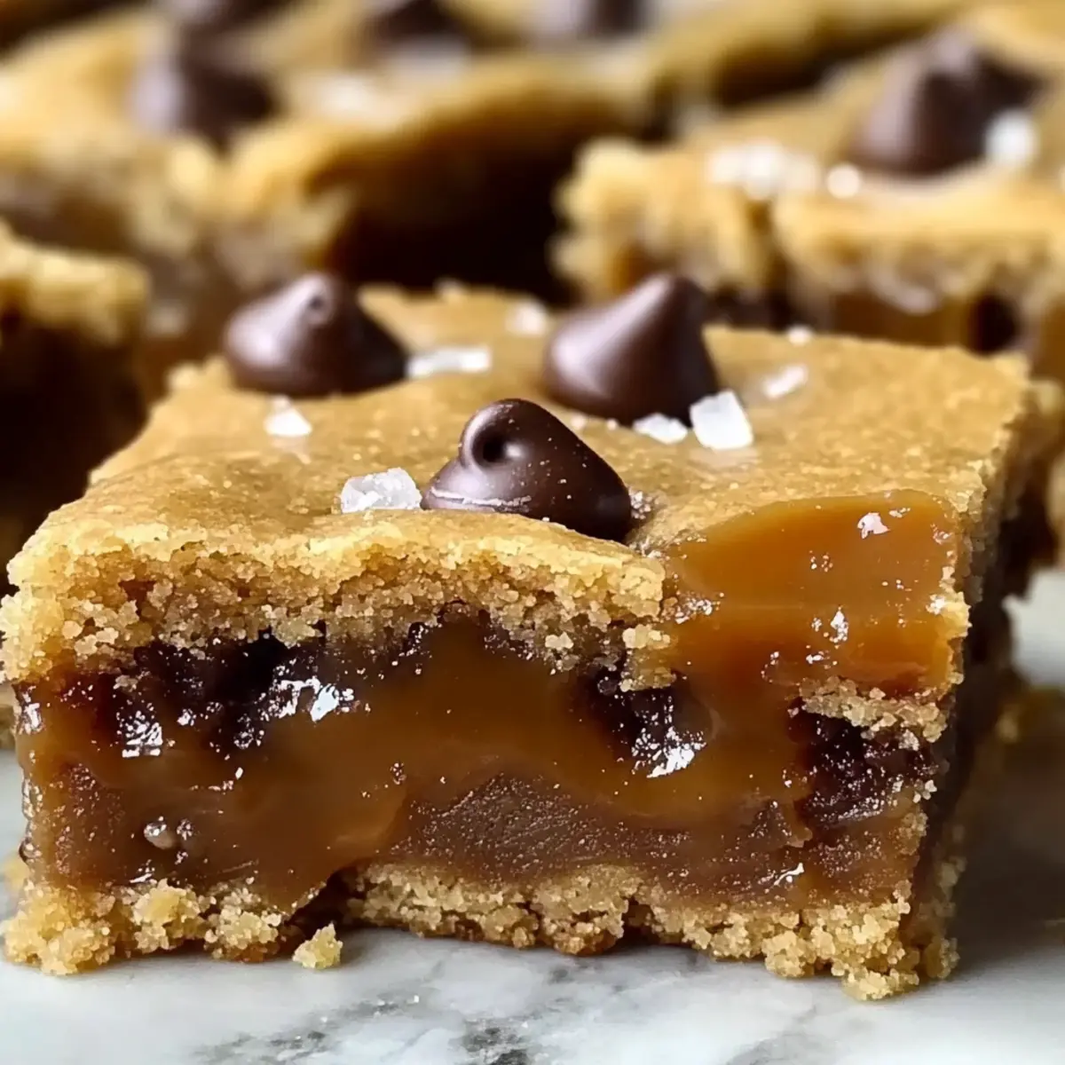 Chewy Salted Caramel Chocolate Chip Cookie Bars