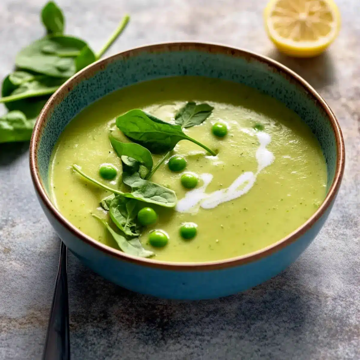 Fennel Soup with peas & lemon