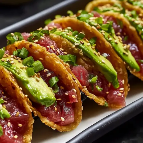 Spicy Tuna Tartare Wonton Tacos