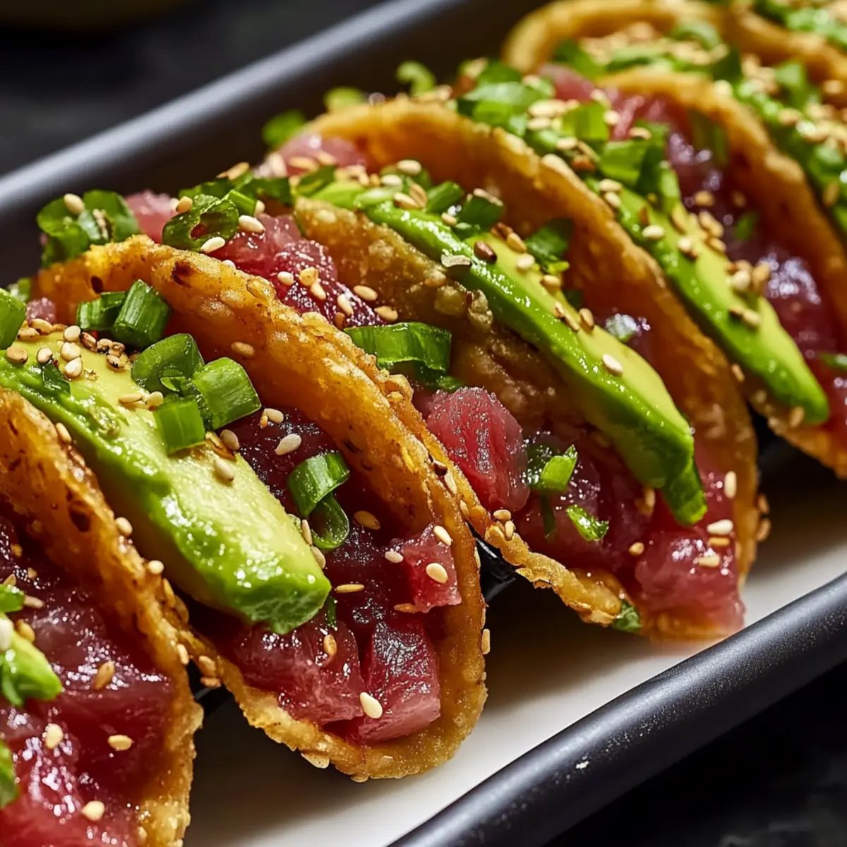 Spicy Tuna Tartare Wonton Tacos
