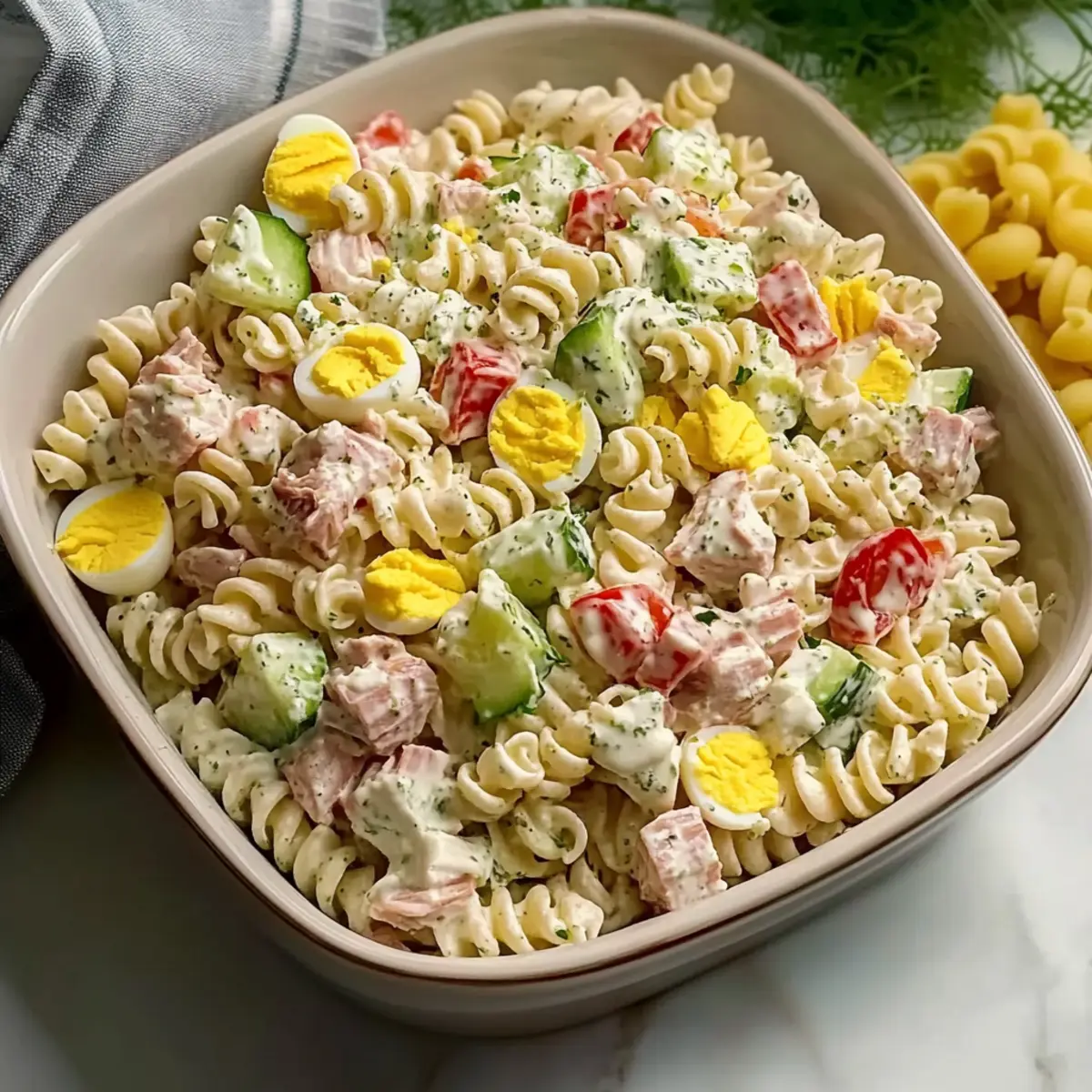 Cottage Cheese Tuna Pasta Salad