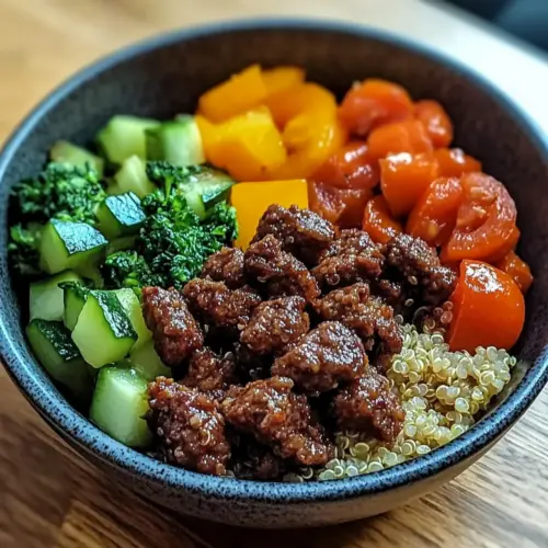 Beef Quinoa Veggie Bowl