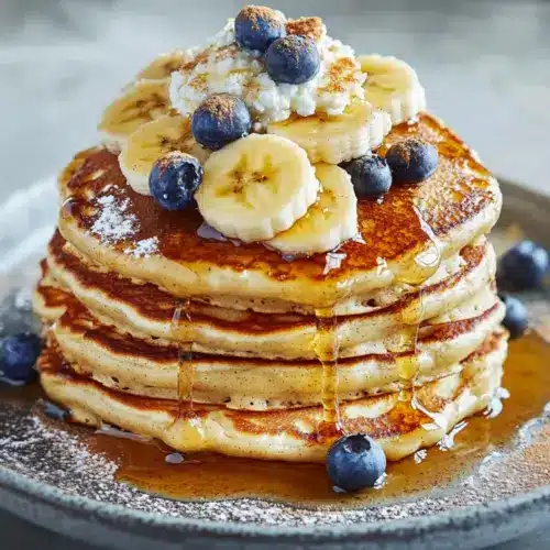 Fluffy Banana Cottage Cheese Pancakes