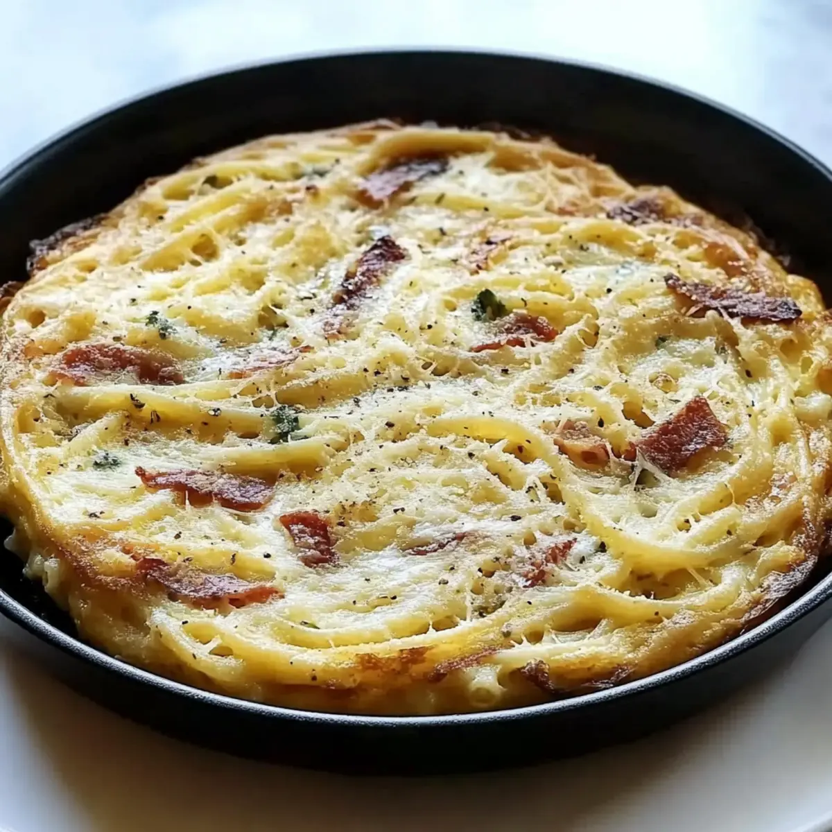 Crispy Leftover Pasta Frittata with a Parmesan Crust