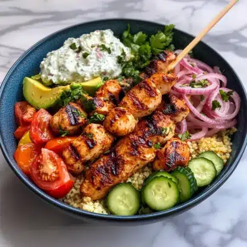 Greek Chicken Souvlaki Mediterranean Bowl
