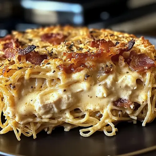 Chicken Carbonara Spaghetti Pie