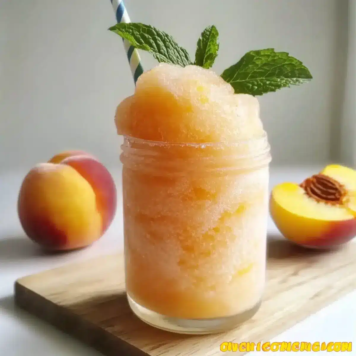 Juicy 3-Ingredient Peach Lemonade Slush