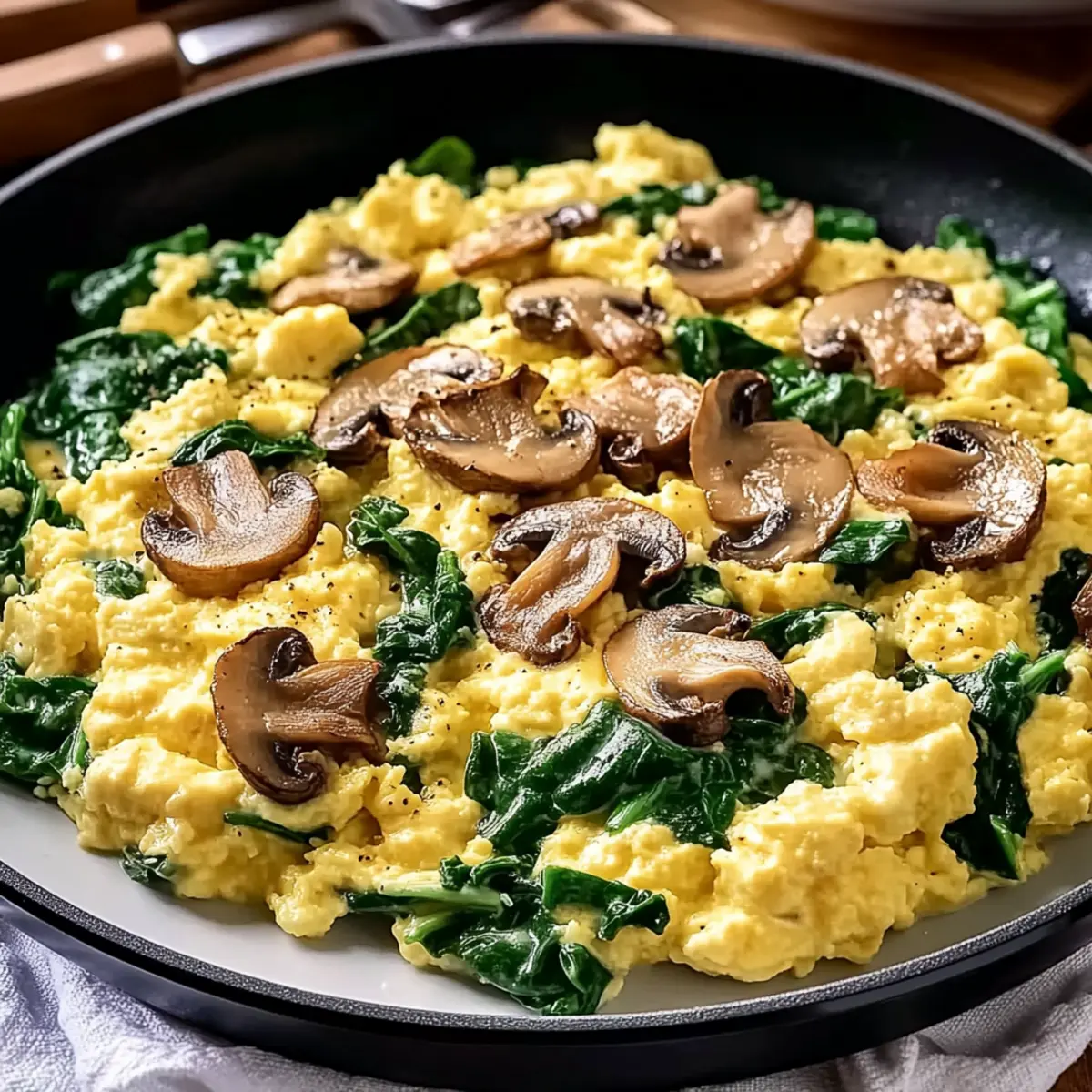 High-Protein Scrambled Eggs with Mushrooms & Spinach