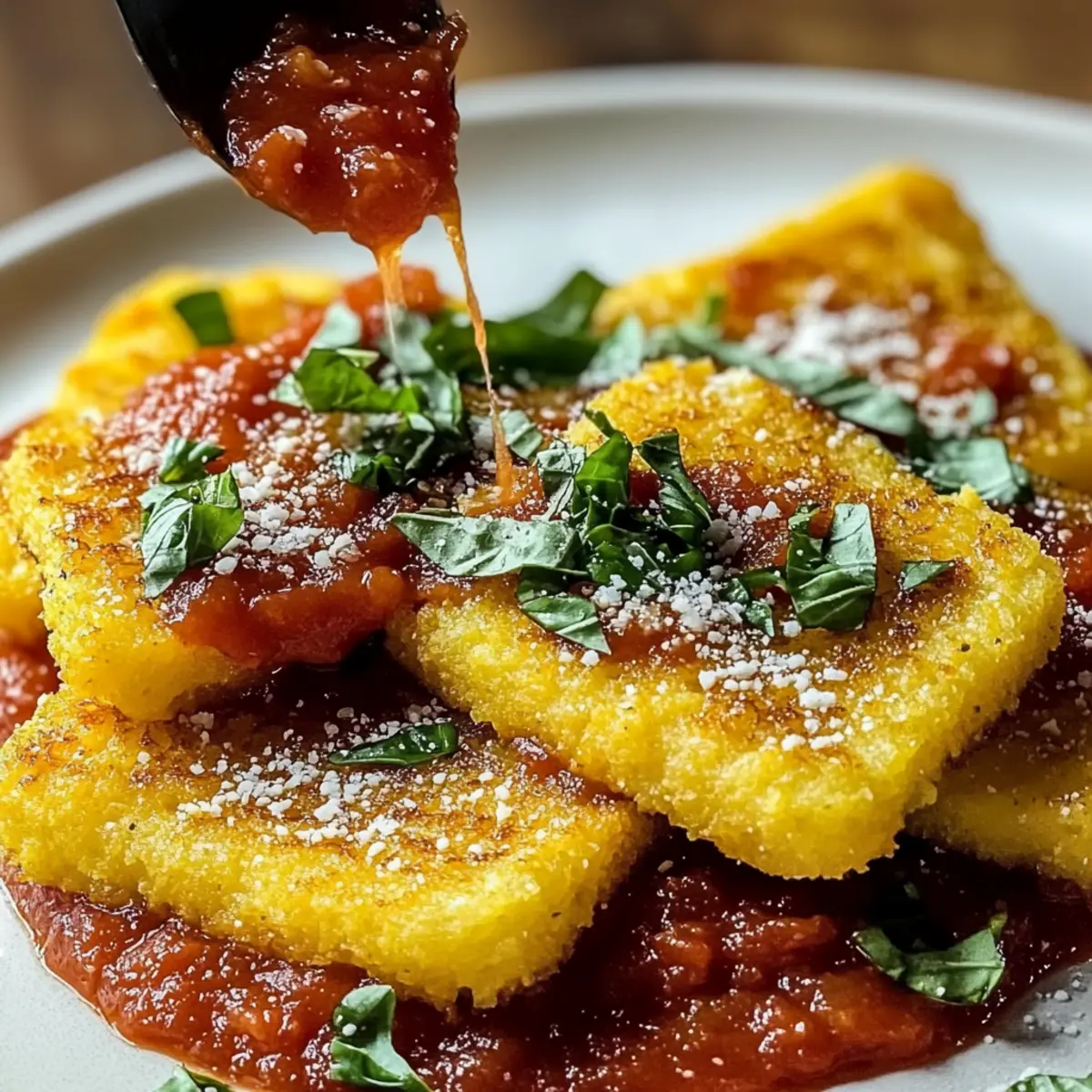 Crispy Fried Polenta with Marinara Sauce