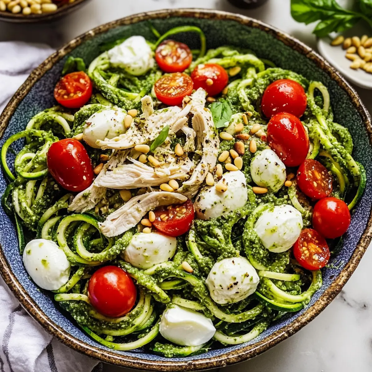 Pesto Zoodle Salad with Chicken