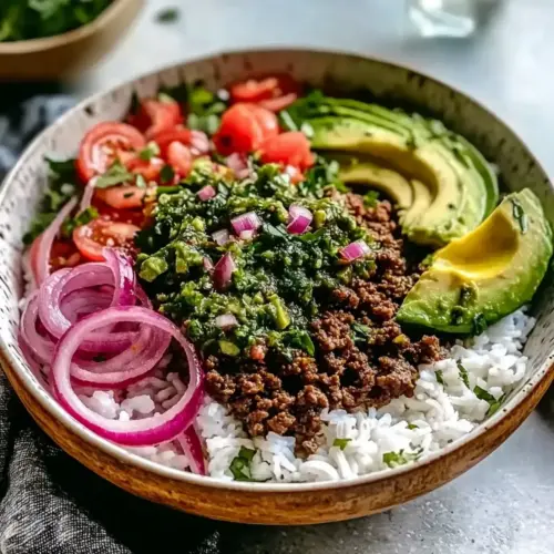 Ground Beef Chimichurri Bowls