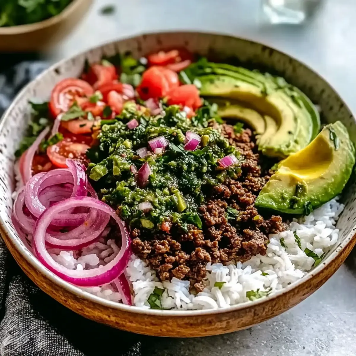 Ground Beef Chimichurri Bowls