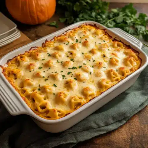 Pumpkin Alfredo Tortellini Bake