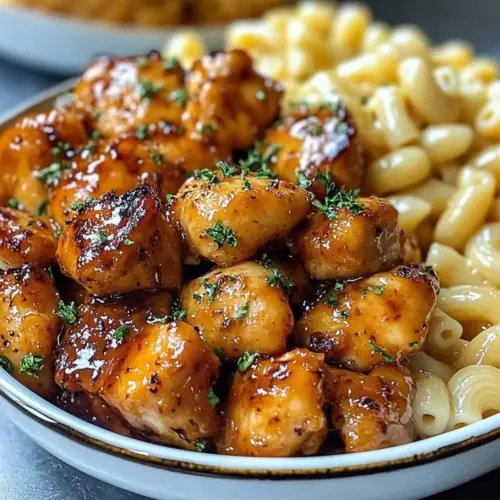 Honey Garlic Butter Chicken with Mac & Cheese