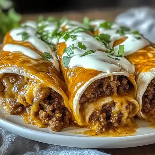 Smothered Ground Beef Burritos