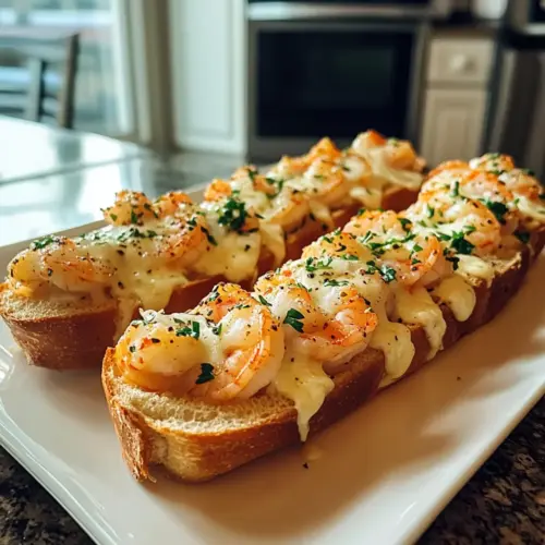 Shrimp Scampi Stuffed Garlic Bread Boats