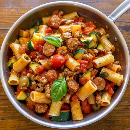 Rigatoni with Sausage, Tomatoes, and Zucchini