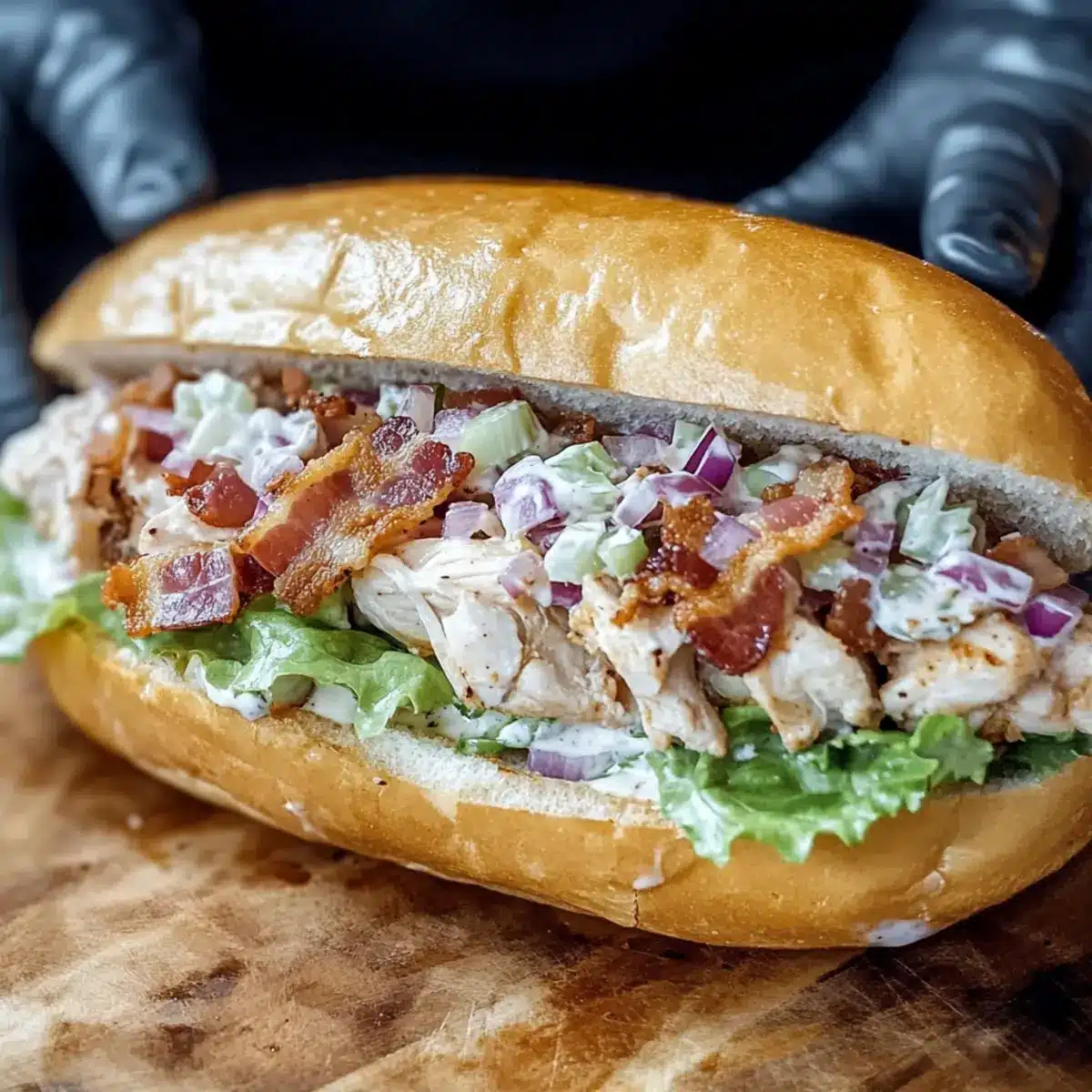 Chopped Chicken Bacon Ranch Sandwich
