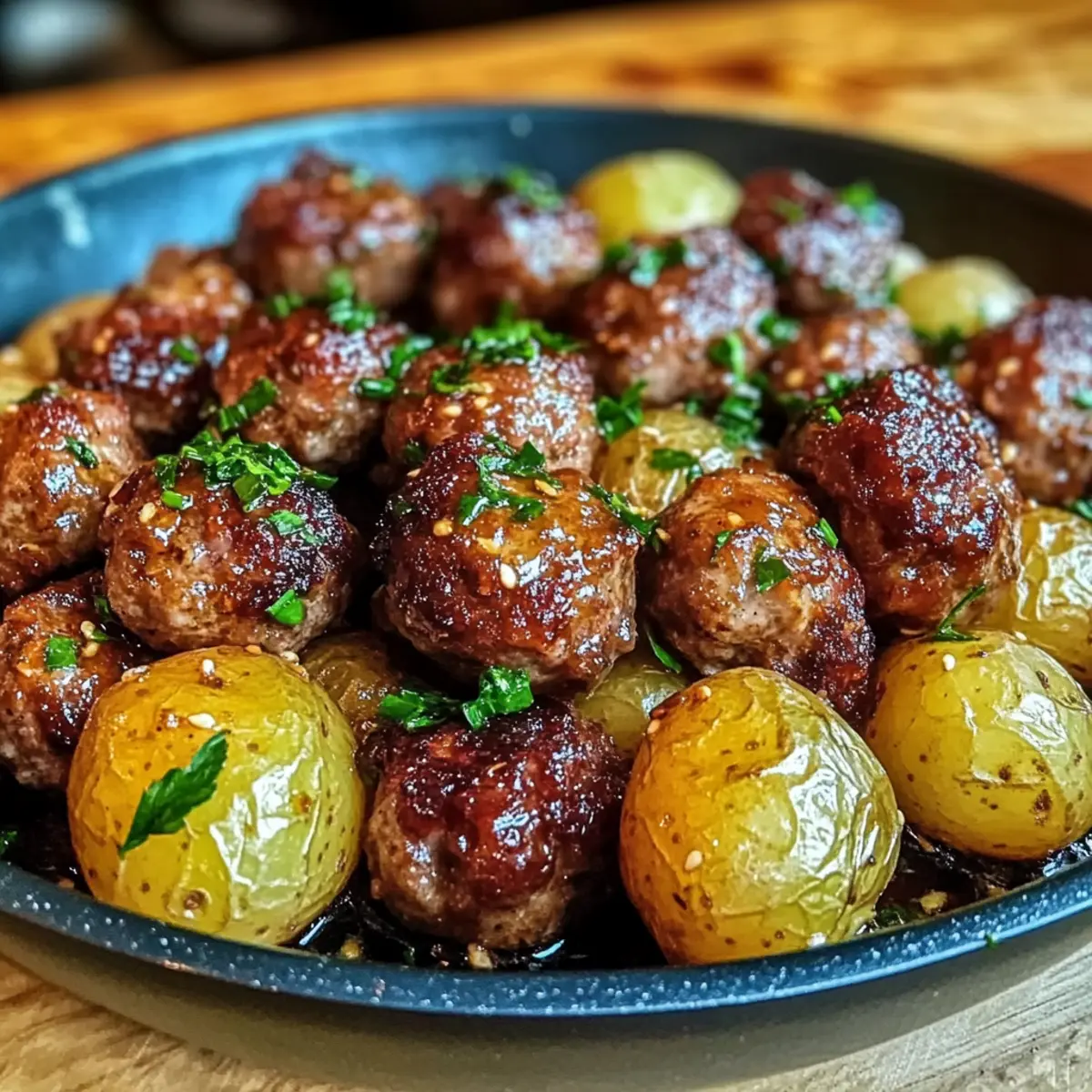 Garlic Butter One-Pan Meatballs and Potatoes