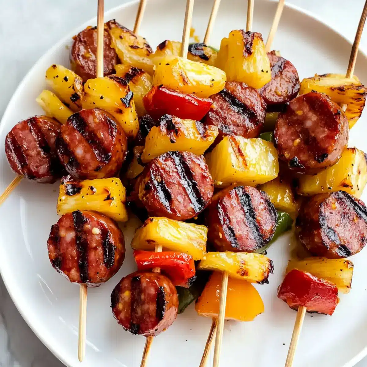 Grilled Pineapple Kielbasa Skewers