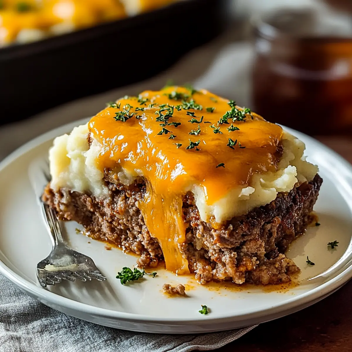 Meatloaf with Mashed Potatoes and Cheese